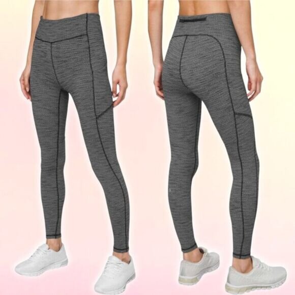 LULULEMON Speed Up Tight 28" Luxtreme Sz 8 Luon Variegated Knit Black Heathered - Picture 1 of 12
